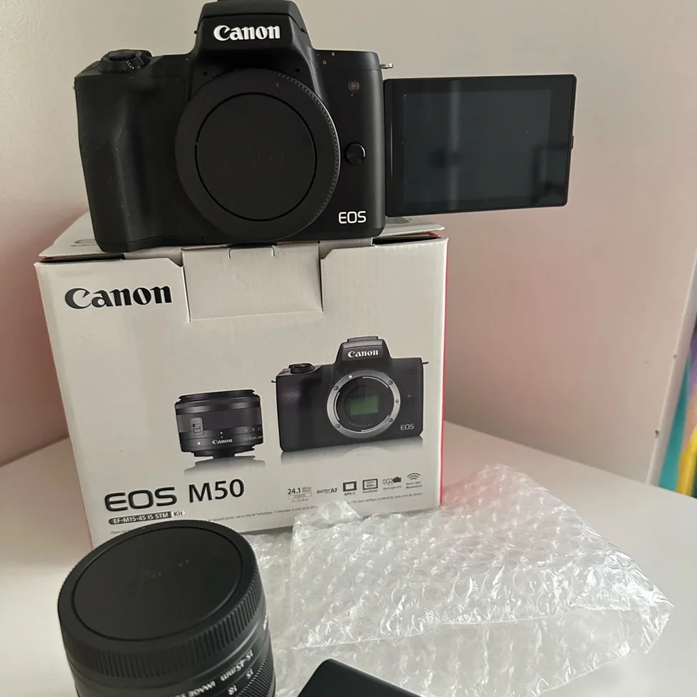 Canon EOS M50 Mirrorless Camera Bundle | Like New | Lens + Mount Adapter